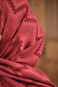 Zikzak Desen Şal Bordo