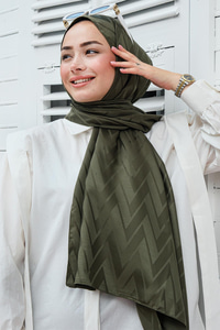 Zikzak Desen Şal Çimen Yeşil