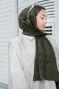 Zikzak Desen Şal Çimen Yeşil