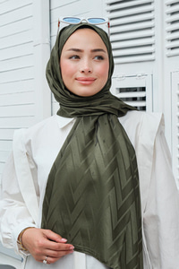 Zikzak Desen Şal Çimen Yeşil