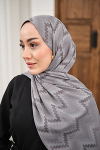 Zikzak Desen Şal Füme
