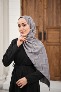 Zikzak Desen Şal Füme