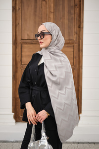 Zikzak Desen Şal Gri