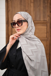 Zikzak Desen Şal Gri