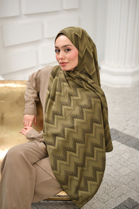 Zikzak Desen Şal Haki Yeşil