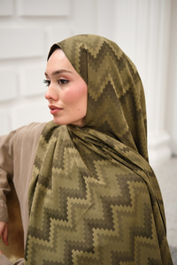 Zikzak Desen Şal Haki Yeşil