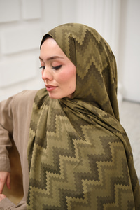 Zikzak Desen Şal Haki Yeşil