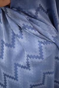 Zikzak Desen Şal İndigo Mavi