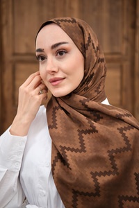 Zikzak Desen Şal Kahverengi