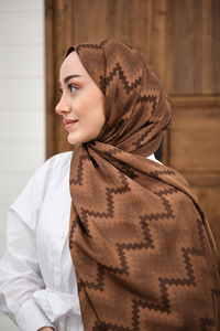 Zikzak Desen Şal Kahverengi