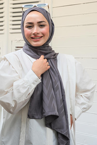 Zikzak Desen Şal Koyu Gri