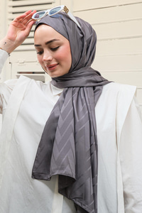 Zikzak Desen Şal Koyu Gri