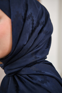 Zikzak Desen Şal Koyu Lacivert