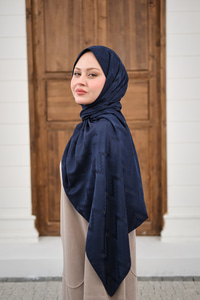 Zikzak Desen Şal Koyu Lacivert