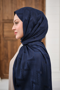 Zikzak Desen Şal Koyu Lacivert