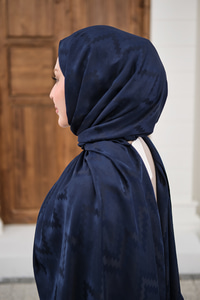 Zikzak Desen Şal Koyu Lacivert