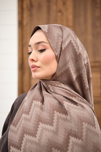 Zikzak Desen Şal Koyu Vizon