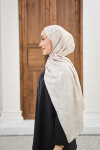 Zikzak Desen Şal Krem