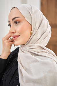 Zikzak Desen Şal Krem