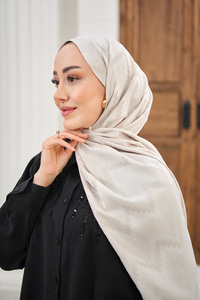 Zikzak Desen Şal Krem