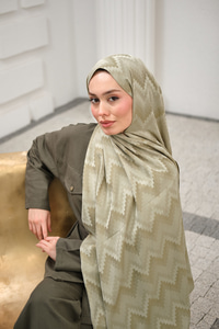 Zikzak Desen Şal Küf Yeşil