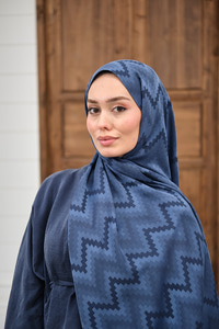 Zikzak Desen Şal Lacivert