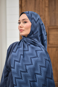 Zikzak Desen Şal Lacivert