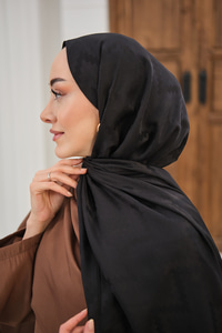 Zikzak Desen Şal Siyah