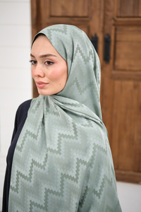 Zikzak Desen Şal Su Yeşil