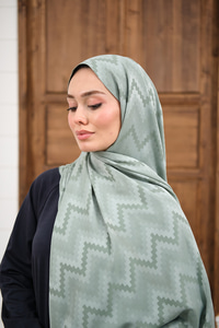 Zikzak Desen Şal Su Yeşil