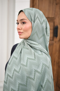 Zikzak Desen Şal Su Yeşil