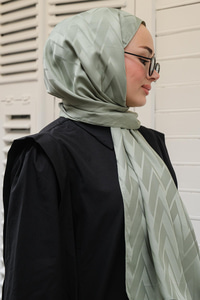 Zikzak Desen Şal Su Yeşil