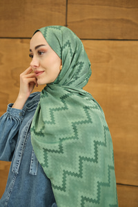 Zikzak Desen Şal Yeşil