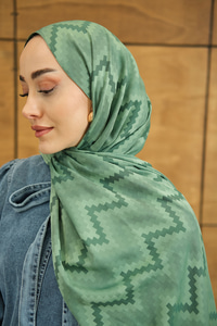 Zikzak Desen Şal Yeşil