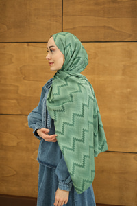 Zikzak Desen Şal Yeşil