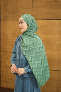 Zikzak Desen Şal Yeşil