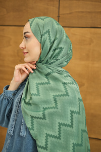 Zikzak Desen Şal Yeşil