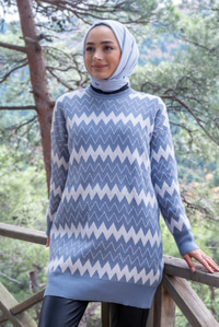 Uygun Fiyatlı ZIKZAK DESEN TRIKO TUNIK BEBE MAVI | Loccomoda.com 