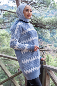 Uygun Fiyatlı ZIKZAK DESEN TRIKO TUNIK BEBE MAVI | Loccomoda.com 