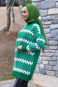 Uygun Fiyatlı ZIKZAK DESEN TRIKO TUNIK YESIL | Loccomoda.com 