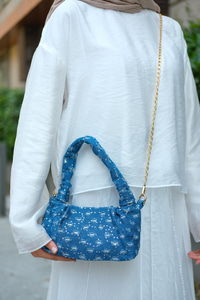 Zincir Askılı Çanta Kot Mavi