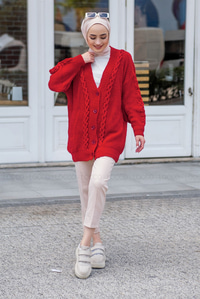 Uygun Fiyatlı ZINCIR DETAY HIRKA KIRMIZI | Loccomoda.com 