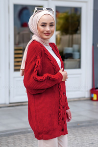 Uygun Fiyatlı ZINCIR DETAY HIRKA KIRMIZI | Loccomoda.com 