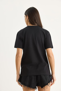 %100 Organik Pamuk Derin V Yakalı Comfort Fit T-Shirt 60602066 - Siyah T-SHİRT modelleri