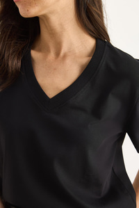 %100 Organik Pamuk Derin V Yakalı Comfort Fit T-Shirt 60602066 - Siyah T-SHİRT modelleri
