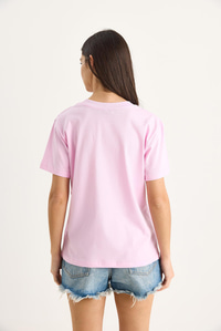 %100 Organik Pamuk Derin V Yakalı Comfort Fit T-Shirt 60602066 - Şeker Pembe