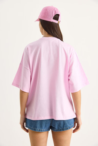 %100 Organik Pamuk Oversize Basic T-Shirt 60602065 - Şeker Pembe