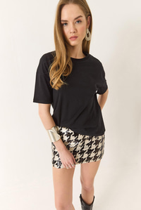 %100 Organik Pamuk Relaxed Fit Yuvarlak Yakalı T-Shirt 60602050 - Siyah