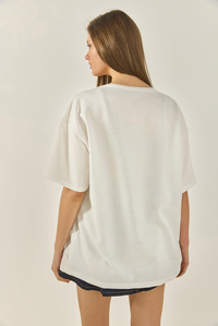 1997 Baskılı Pamuklu Oversize T-Shirt 3056 60284048 - Beyaz