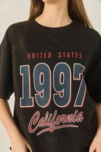 1997 Baskılı Pamuklu Oversize T-Shirt 3056 60284048 - Siyah